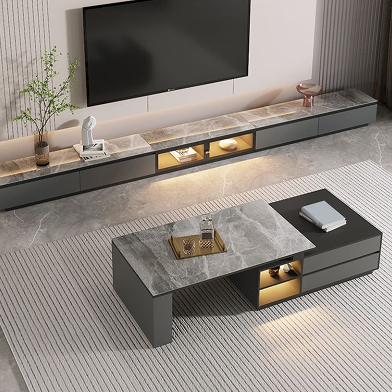 Glam Coffee Table Rectangle Stone Single Cocktail Table with Storage Drawers Clearhalo 'Coffee & Accent Tables' 'Coffee Tables' 'coffee_tables' 'furn' 'furn_coffee_tables' 'Furniture' 'Living Room Furniture' 1200x1200_0843d77b-b851-47d0-8a0f-47676c673ab7