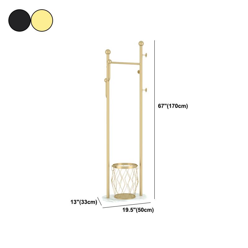 Luxurious Metal Hall Hall Tree Caseta de almacenamiento de almacenamiento de pie con ganchos de pelaje