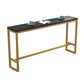 Glam Wood Bar Table with Rectangle Table Top Gold Trestle Table - 42" H Clearhalo 'Bar Furniture' 'Bar Tables' 'bar_tables' 'furn' 'furn_bar_tables' 'Furniture' 'furniture_bar_tables' 'Kitchen & Dining Furniture' 1200x1200_08441647-8717-4da6-adaa-81fde5c14249