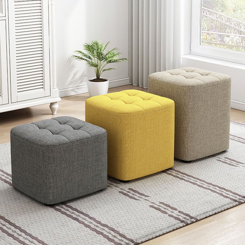 Solid Color Fabric Standard Stool Modern Simple Square Upholstered Stool Clearhalo 'furn' 'furn_ottomans_poufs' 'Furniture' 'Living Room Furniture' 'Ottomans & Poufs' 'ottomans_poufs' 1200x1200_08454867-f74e-4c99-9b6d-90fab2799b76