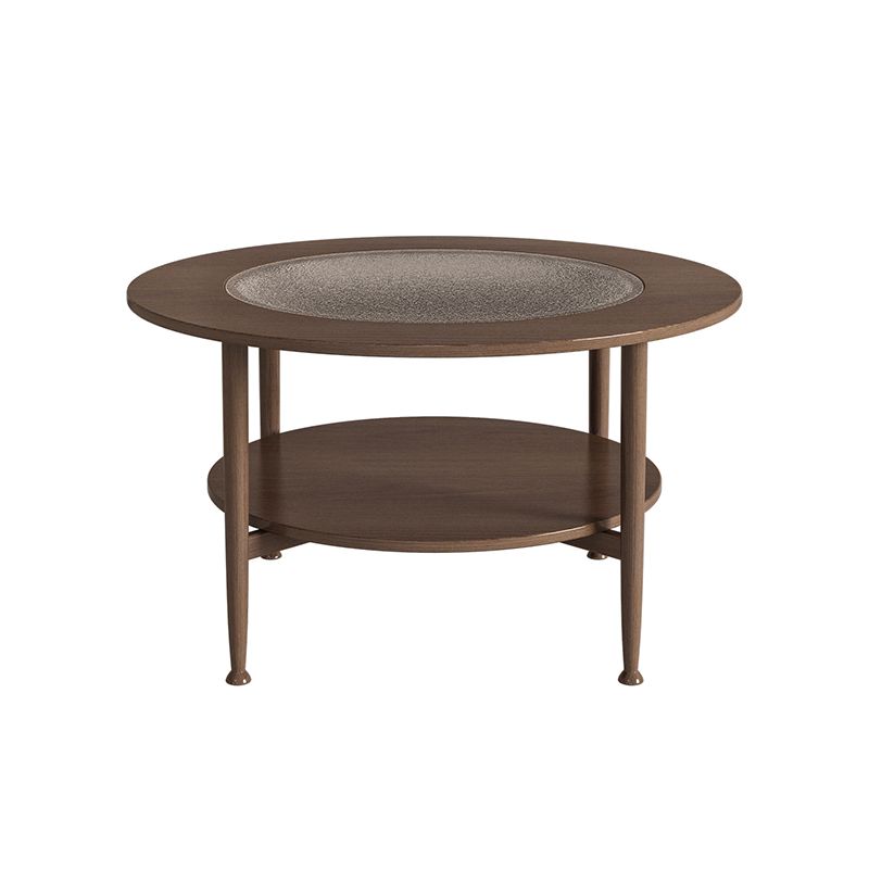 Mesa de café de madera y vidrio nórdica 4 patas de café con almacenamiento