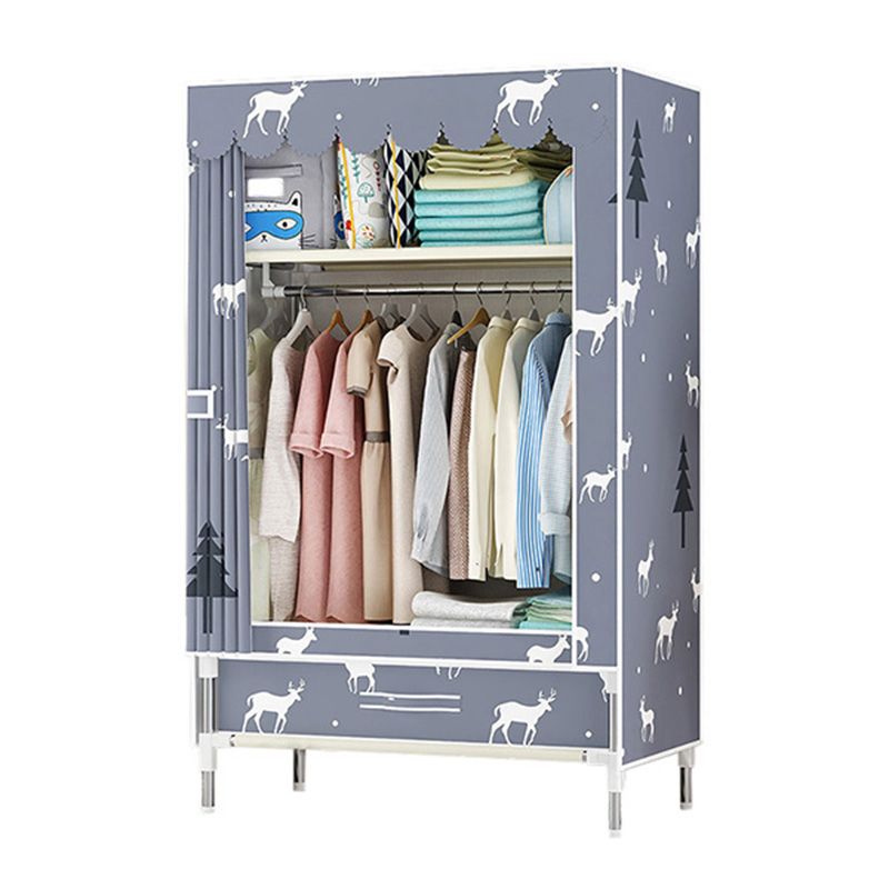 Steel Frame Wardrobe Cabinet Modern Style Wardrobe Armoire with Drawer Clearhalo 'Armoires & Wardrobes' 'armoires_wardrobes' 'Bedroom Furniture' 'furn' 'furn_armoires_wardrobes' 'Furniture' 1200x1200_084a2400-423f-4361-991f-74cb9e72af81