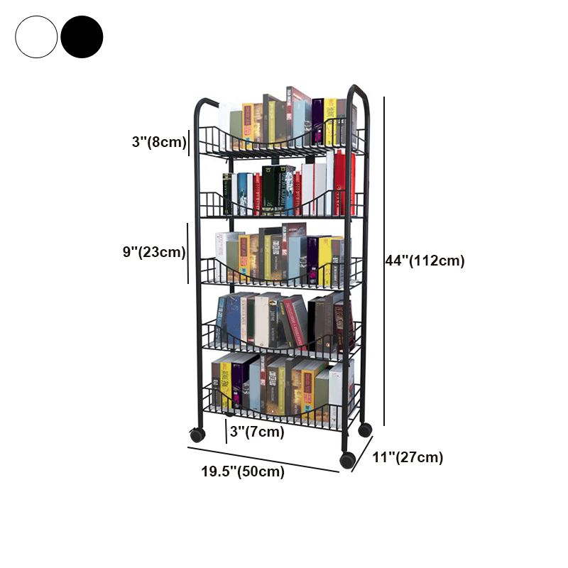 Modern Style Steel Bookshelf Open Shelf Bookcase with Caster Wheels Clearhalo 'Bookcases' 'furn' 'furn_bookcases' 'Furniture' 'furniture_bookcases' 'Office Furniture' 1200x1200_084b0b1f-92ac-4ece-b374-751b890f72ac