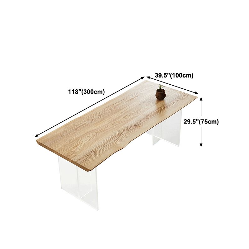 Wood Top Dining Table Modern Rectangle Table with Double Pedestal Base Clearhalo 'Dining Tables & Seating' 'Dining Tables' 'dining_table' 'furn' 'furn_dining_table' 'Furniture' 'furniture_dining_table' 'Kitchen & Dining Furniture' 'kitchen' 'kitchen_dining_table' 1200x1200_084c4519-8ac7-4d19-8c18-7a60d348bc69