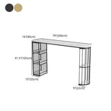 Stone Bar Dining Table Glam Bar Table with Double Pedestal for Dining Room Kitchen Clearhalo 'Bar Furniture' 'Bar Tables' 'bar_tables' 'furn' 'furn_bar_tables' 'Furniture' 'furniture_bar_tables' 'Kitchen & Dining Furniture' 1200x1200_084c515d-1696-4461-b47c-4cc10d0d8e00