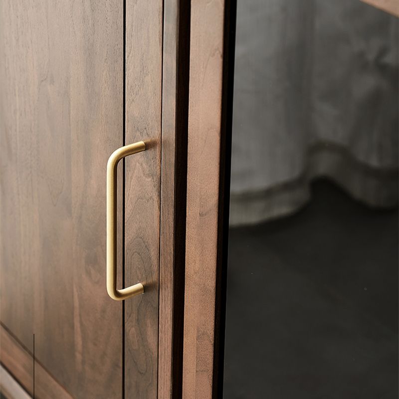 Espresso Walnut Wood Sideboard Modern Glass Door with 3 Drawers Clearhalo 'buffet_sideboard' 'Buffets & Sideboards' 'furn' 'furn_buffet_sideboard' 'Furniture' 'Kitchen & Dining Furniture' 1200x1200_084c97bb-ab82-4d40-ab35-a55f78c0cf50