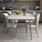 Glam Style Furniture Rectangle Stone Dining Room Table in White