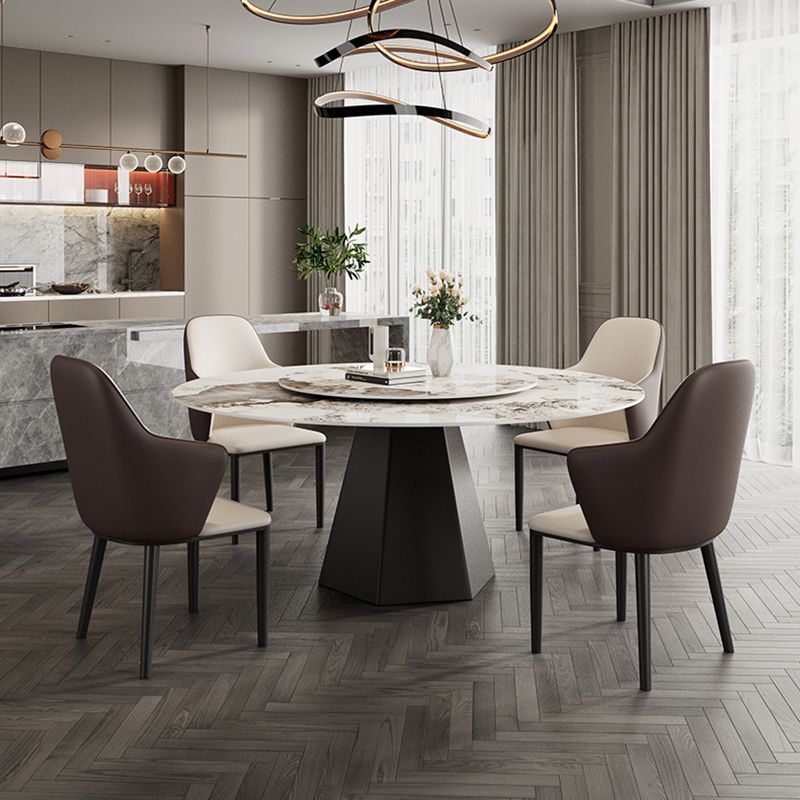 Round Dining Table Set 1/5/7 Pieces with Metal Base Kitchen Furniture Set