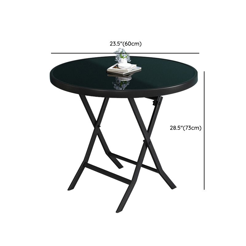 Glass Foldable Dining Table for 2 Person with Black Metal Base Clearhalo 'Dining Tables & Seating' 'Dining Tables' 'dining_table' 'furn' 'furn_dining_table' 'Furniture' 'Kitchen & Dining Furniture' 1200x1200_08516651-ec07-4252-9e17-e15626ec9312