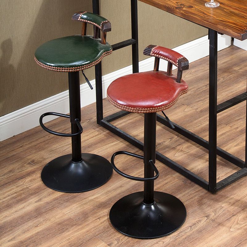 Industrial Leather Counter Height Stools Adjustable Height Bar Stool