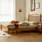 Contemporary Pine Wood Bed in Light Brone Scandinavian Bed with Headboard