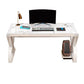 Contemporary Glass-Top Office Desk Antique Finish Computer Desk