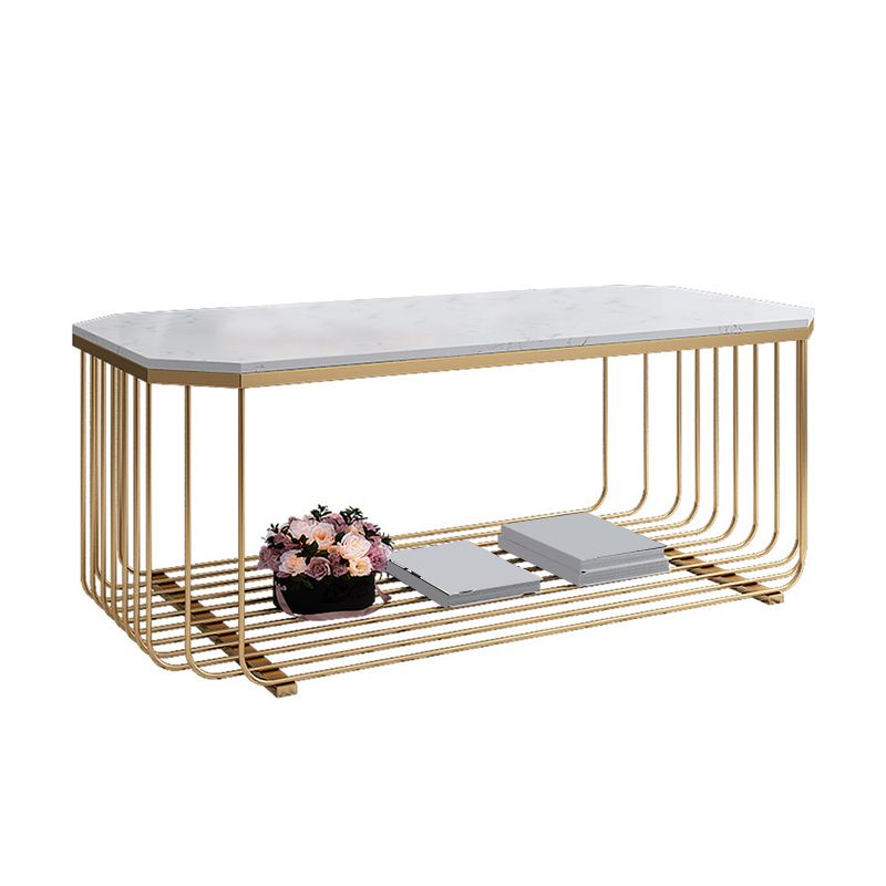 Gold Metal Frame Coffee Table Luxurious Cocktail Table with Storage Clearhalo 'Coffee & Accent Tables' 'Coffee Tables' 'coffee_tables' 'furn' 'furn_coffee_tables' 'Furniture' 'Living Room Furniture' 1200x1200_0853ad55-19ca-439e-be82-11b531717627