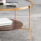 17.72" Tall Contemporary Style Coffee Cocktail Table Glass-Topped Coffee Table