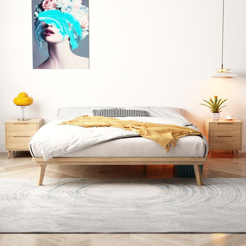 84.65 inch Wide Contemporary Bed Rubberwood Platform Bed Frame