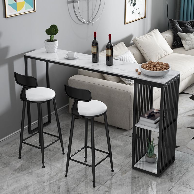 Marble Bistro Bar Desk with Rectangle Table Top Double Pedestal Table - 41.3" H Clearhalo 'Bar Furniture' 'Bar Tables' 'bar_tables' 'furn' 'furn_bar_tables' 'Furniture' 'furniture_bar_tables' 'Kitchen & Dining Furniture' 1200x1200_0856d4c6-c97a-41a6-8b4f-83706402eee2