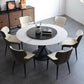Metal Pedestal Dining Table Glam Dining Table with Turntable for Kitchen