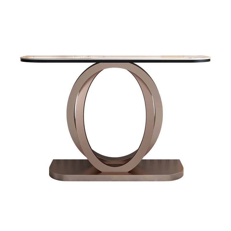 Contemporary Console Table Stone Half Moon Accent Table , 13.78" W