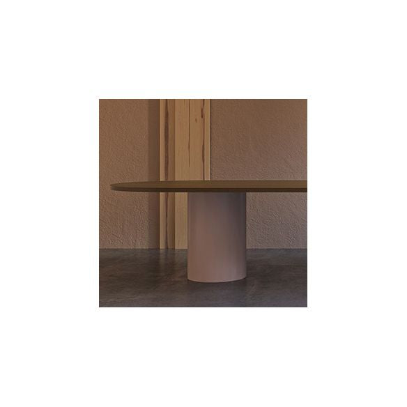 Mesa de cocina moderna de madera de pino para mesa de comedor ovalado de restaurante con pedestal doble
