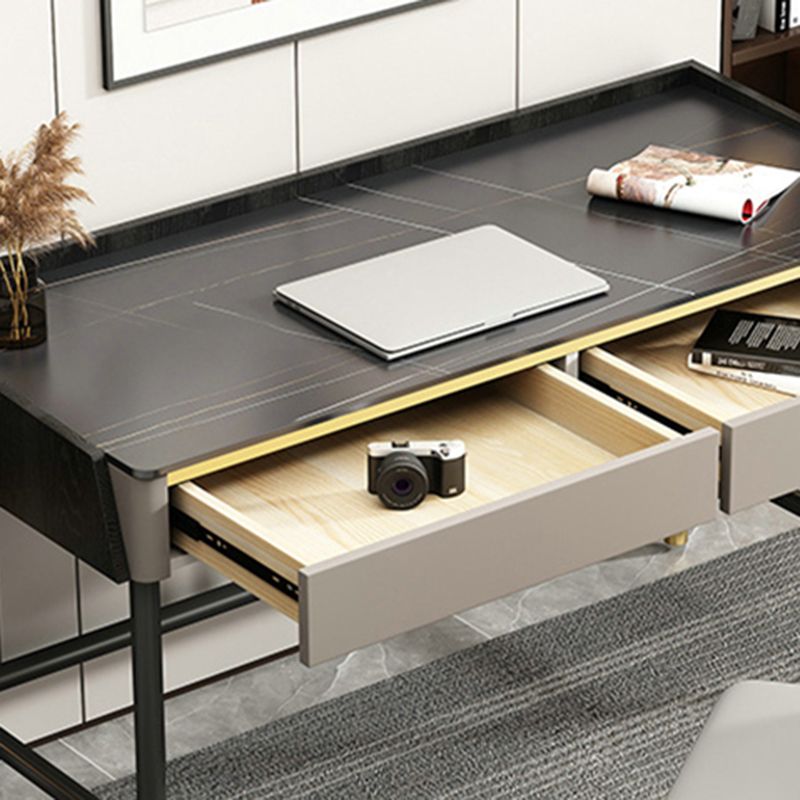 Contemporary Writing Desk Antique Finish Computer Desk with 2 Drawers Clearhalo 'furn' 'furn_office_desk' 'Furniture' 'Office Desks' 'Office Furniture' 'office_desk' 1200x1200_085b785d-ef23-4e77-b29f-47e9a2bf262b