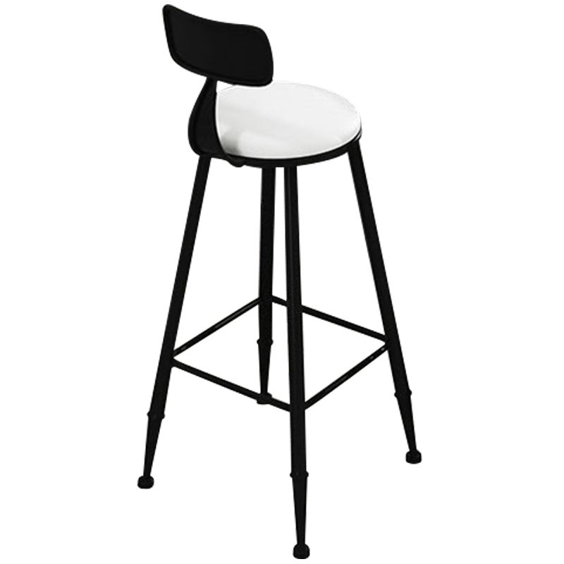 Glam Round Metal Bar Stools Low Back Dining Stools with Footrest