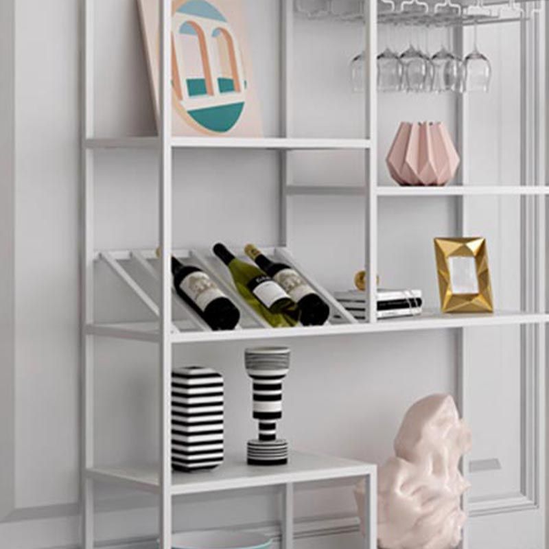 Metal Floor Wine Bottle & Glass Rack Modern Wine Rack Kit with Shelf