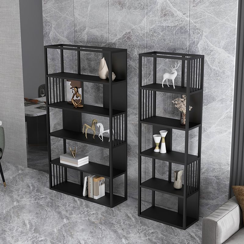 Industrial Metal Bookshelf Standard Black Open Back Bookcase with Shelves Clearhalo 'Bookcases' 'furn' 'furn_bookcases' 'Furniture' 'Office Furniture' 1200x1200_085e3a36-230d-4103-9cbd-5359683b0343
