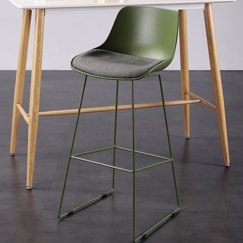 Contemporary Upholstered Backrest Armless Bar Stools with Metal Base