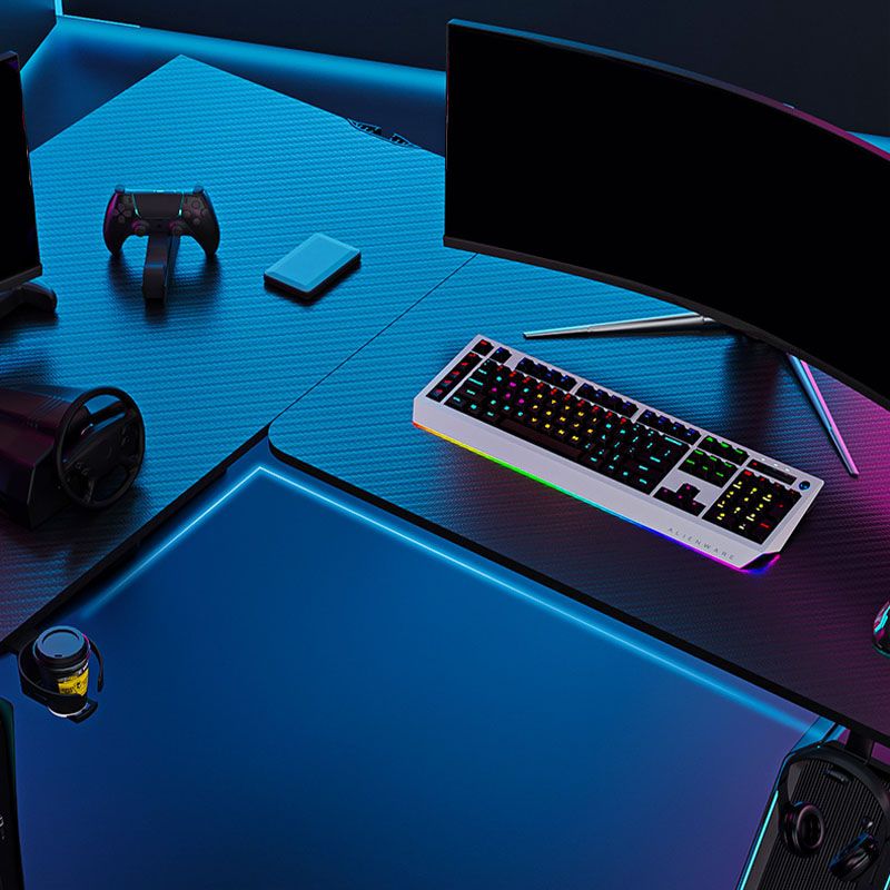 Home Industrial Lépre de jeux en forme de L Bureau d'écriture en bois avec des jambes en métal