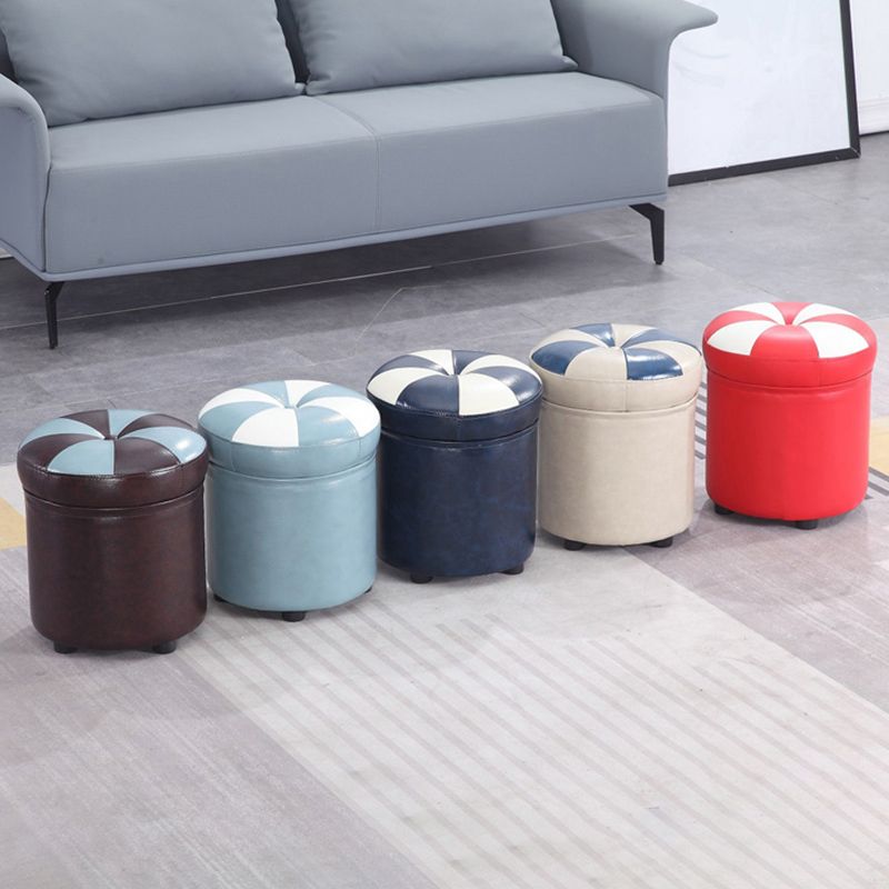 Modern Pouf Ottoman Faux Leather Tufted Geometric Printed Cylinder Shape Ottoman Clearhalo 'furn' 'furn_ottomans_poufs' 'Furniture' 'Living Room Furniture' 'Ottomans & Poufs' 'ottomans_poufs' 1200x1200_08634ffc-0349-4e90-948e-f5219b243e65