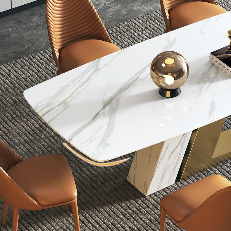 Modern Sintered Stone Top Dining Set Rectangle 1/4/5/7 Pieces Dinette Table Set Clearhalo 'Dining Room Sets' 'Dining Tables & Seating' 'dining_room_set' 'furn' 'furn_dining_room_set' 'Furniture' 'Kitchen & Dining Furniture' 1200x1200_0865b205-3e74-448d-8297-a71b07ed9092