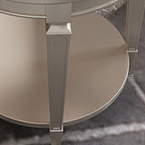 26 "背の高い4脚ソリッドウッドエンドテーブルコンテンポラリーラウンドダブルティアエンドテーブル