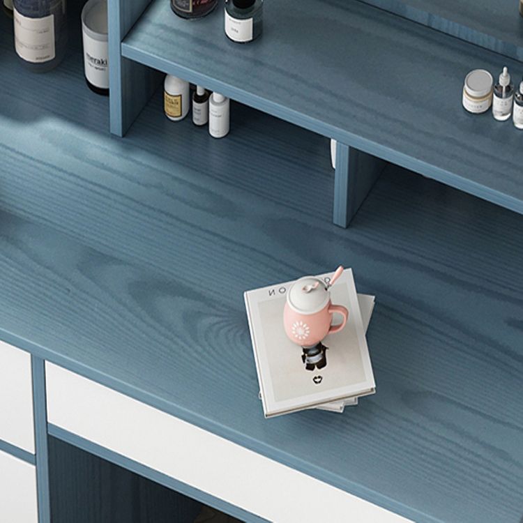 Vanity in legno con cassetti e mensole tavolo da trucco vanità con specchio