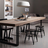 Industrial Dinning Table with Black Wood Rectangle Dining Table for Kitchen Clearhalo 'Dining Tables & Seating' 'Dining Tables' 'dining_table' 'furn' 'furn_dining_table' 'Furniture' 'Kitchen & Dining Furniture' 1200x1200_086b720b-9d55-4863-94c3-17950010f379