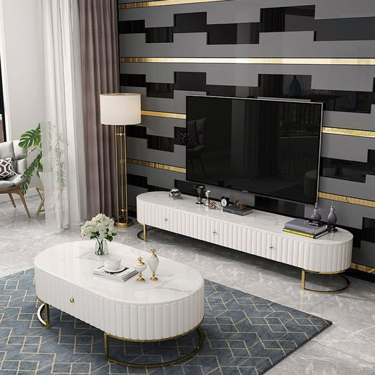 Stone Oval Top Coffee Desk Luxury Sintered Stone Coffee Table