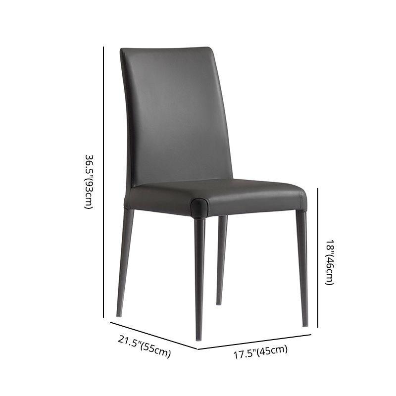 Modern Style Armless Dining Chair Leather Upholstered Solid Back Dining Chairs (Set of 2) Clearhalo ' kitchen&dining_furn' 'Dining Chairs' 'Dining Tables & Seating' 'dining_chair' 'furn' 'furn_dining_chair' 'Furniture' 'furniture_dining_chair' 'Kitchen & Dining Furniture' 'kitchen' 1200x1200_086db141-47f8-4c6e-89e1-a8a4dd13d9db