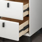 Moderne Kunstlederbett Nachttisch 2-Drawer Massive Holzbeine enthalten Nachttisch