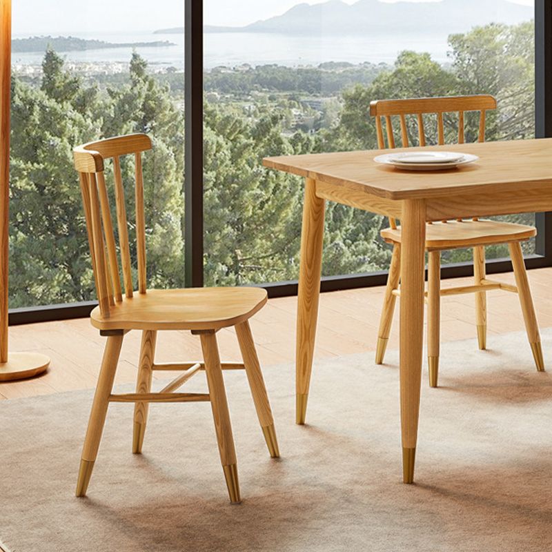 Slat Back Side Chair Wood Scandinavian Dining Kitchen Room Chair