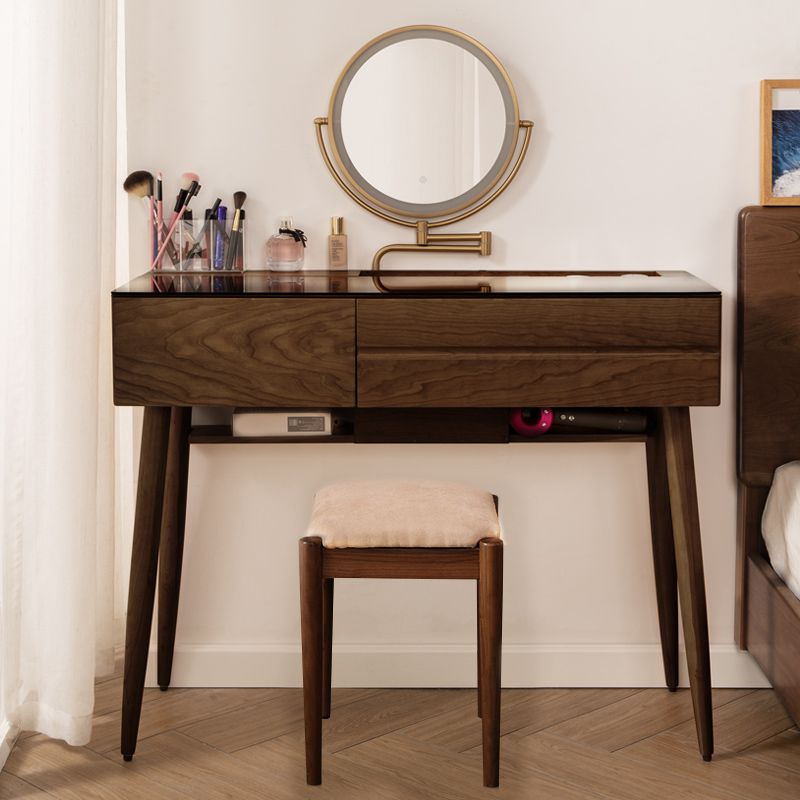 Wood and Glass Makeup Vanity Set With Mirror Standing Vanity Table Clearhalo 'Bedroom Furniture' 'furn' 'furn_makeup_vanities' 'Furniture' 'Makeup Vanities' 'makeup_vanities' 1200x1200_086f54dd-6d13-41fa-9807-265df705f424