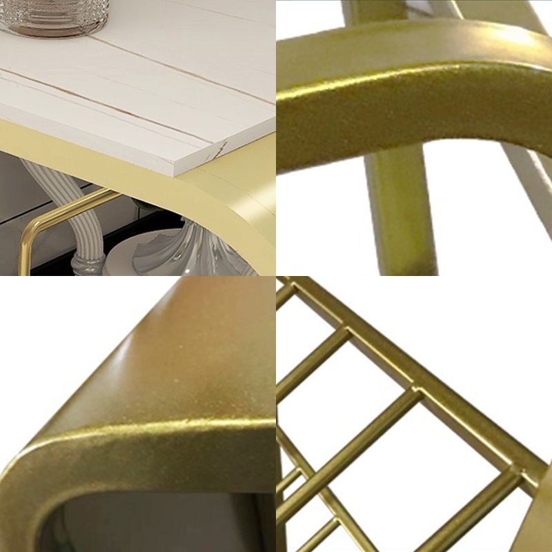 Glam White Marble Counter Table with Rectangle Table Top Pedestal Table - 42" H Clearhalo 'Bar Furniture' 'Bar Tables' 'bar_tables' 'furn' 'furn_bar_tables' 'Furniture' 'furniture_bar_tables' 'Kitchen & Dining Furniture' 1200x1200_086f7254-29be-4a8f-a3a5-1de6f3d0d2d1