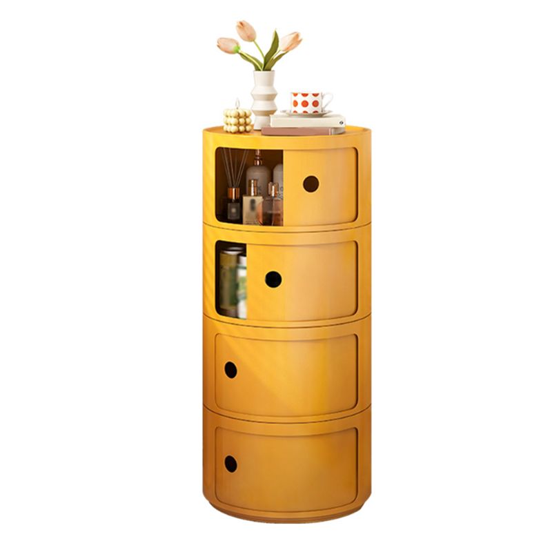 Dia Tavolo laterale di plastica rotonda Nordic in giallo/verde con conservazione