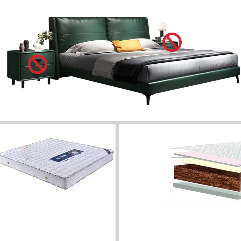 Scandinavian Wooden Panel Bed Green Genuine Leather Standard Bed Clearhalo 'Bedroom Furniture' 'Beds' 'furn' 'furn_beds' 'Furniture' 1200x1200_0870811b-4358-46bd-af63-69acdff27ea5