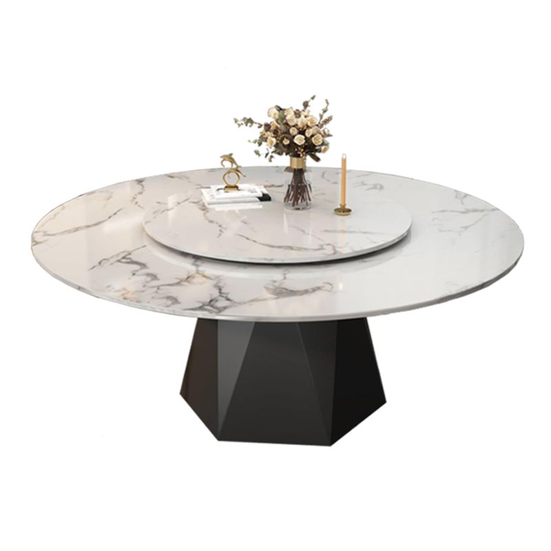Marble Round Dining Table Contemporary Style Dining Site Table with Turntable