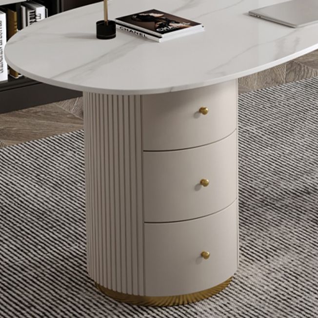 Modern Stone Office Desk 29.53" Tall Writing Desk with 3 Drawers Clearhalo 'furn' 'furn_office_desk' 'Furniture' 'Office Desks' 'Office Furniture' 'office_desk' 1200x1200_08726104-c612-4812-b662-80b6fd9ea4db