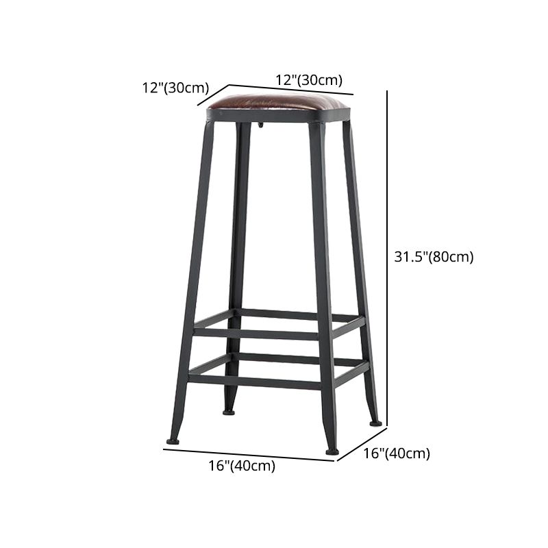Industrial Armless Counter Stool Iron Cafe Bar Stool with Leather Cushion and Pedal Clearhalo 'Bar Furniture' 'Bar Stools' 'bar_stools' 'furn' 'furn_bar_stools' 'Furniture' 'furniture_bar_stools' 'Kitchen & Dining Furniture' 1200x1200_08743928-d23c-49ec-ac17-ed44248f2b14