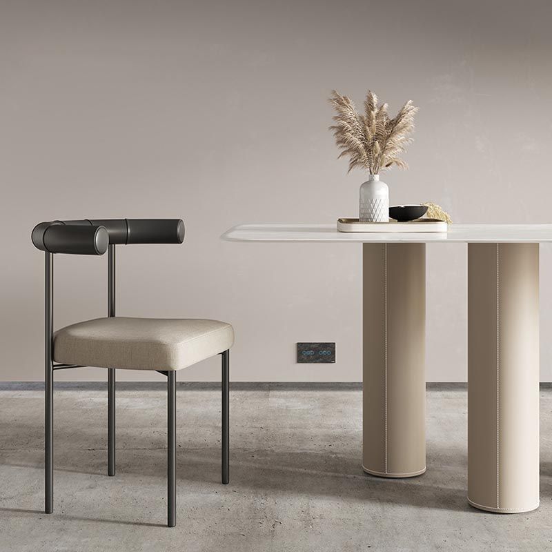 Upholstered Armless Dining Chairs Contemporary Open Back Side Furniture in Matte Finish