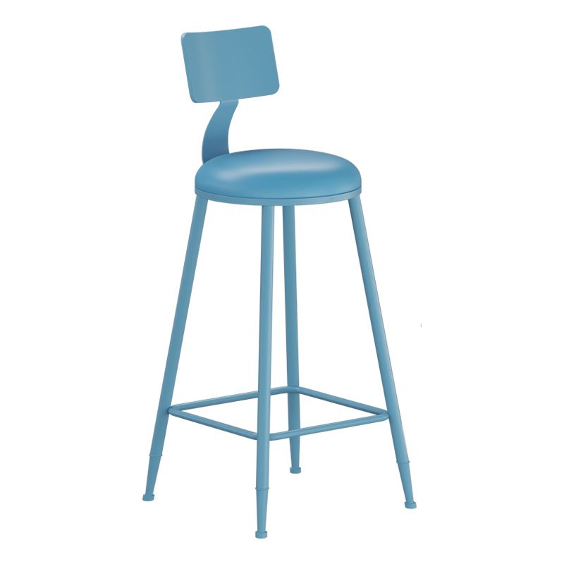Contemporary PU Leather Bar-stool Round Seat Counter Bar Stool with Metal Legs Clearhalo 'Bar Furniture' 'Bar Stools' 'bar_stools' 'furn' 'furn_bar_stools' 'Furniture' 'Kitchen & Dining Furniture' 1200x1200_0876974d-cd1b-48b6-ad20-e8d9f126422b