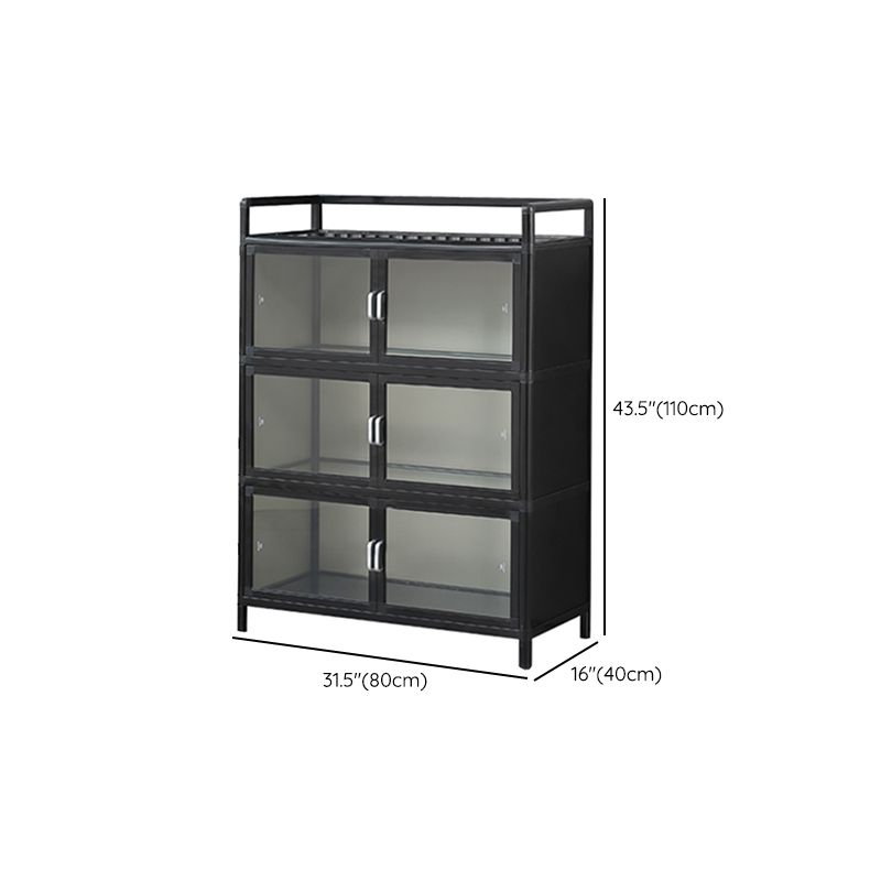 Mesa del aparador metálico espejo de Buffet negro moderno para sala de estar