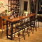 Industrial Solid Wood Bar Table Trestle Base Dining Table for Bistro