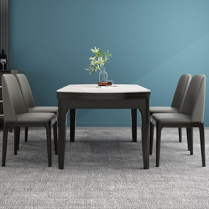 Sedia industriale in pelle finta con gambe in legno massiccio sedia da pranzo senza braccio opaco